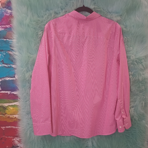 Chaps Pink and White Long Sleeve Checkered Button Down Shirt Size 1X - Picture 10 of 11